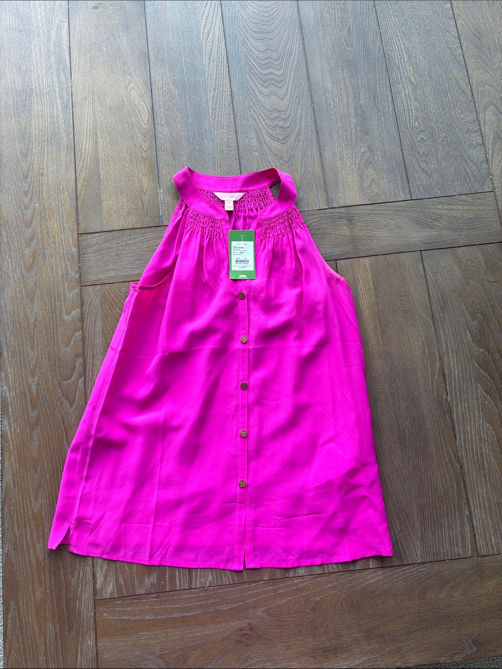 Lilly Pulitzer Hot Pink Sleeveless Button-Front Top please read description